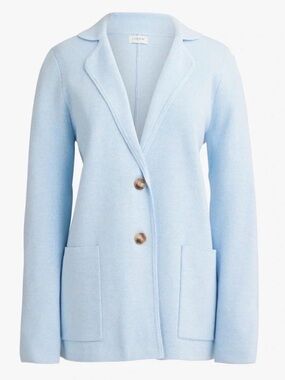 J Crew Factory 2 Button Blazer Size XXS Cardigan Baby Blue 100% Cotton Pockets